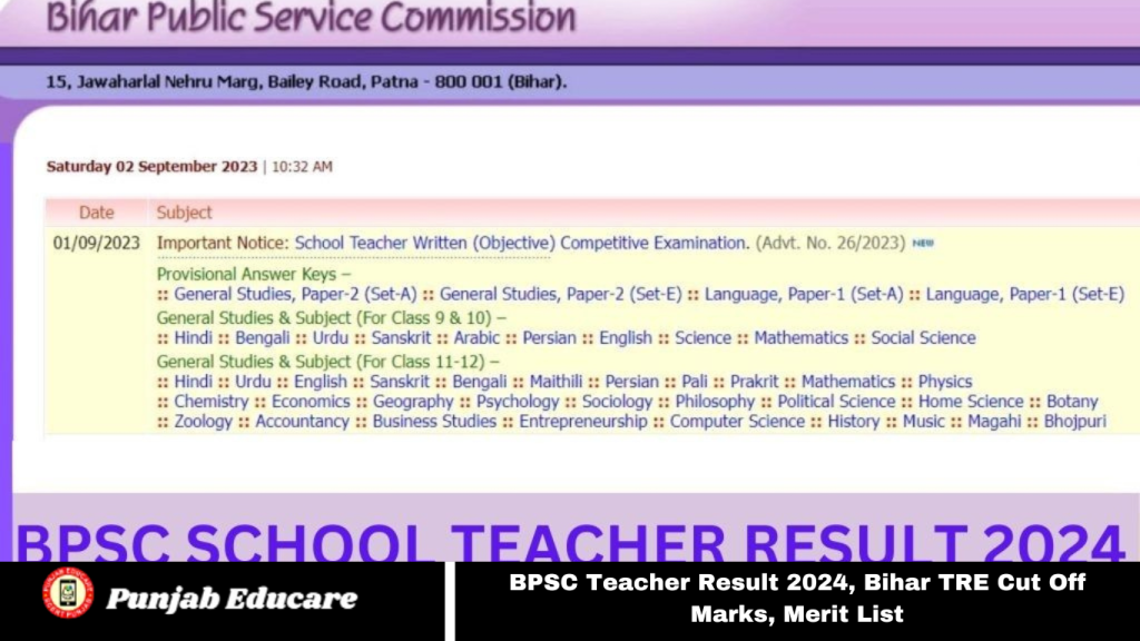 BPSC Teacher Result