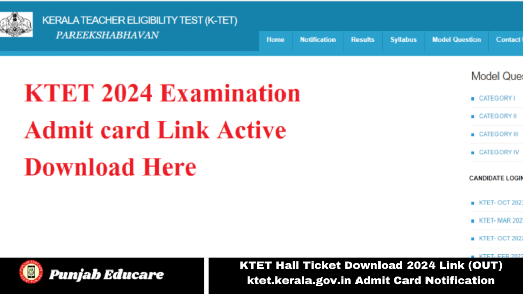 KTET Hall Ticket